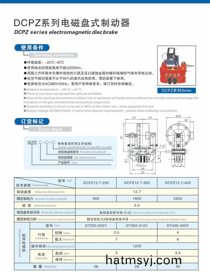 DCPZ12.7電(dian)磁鉗盤式製動器